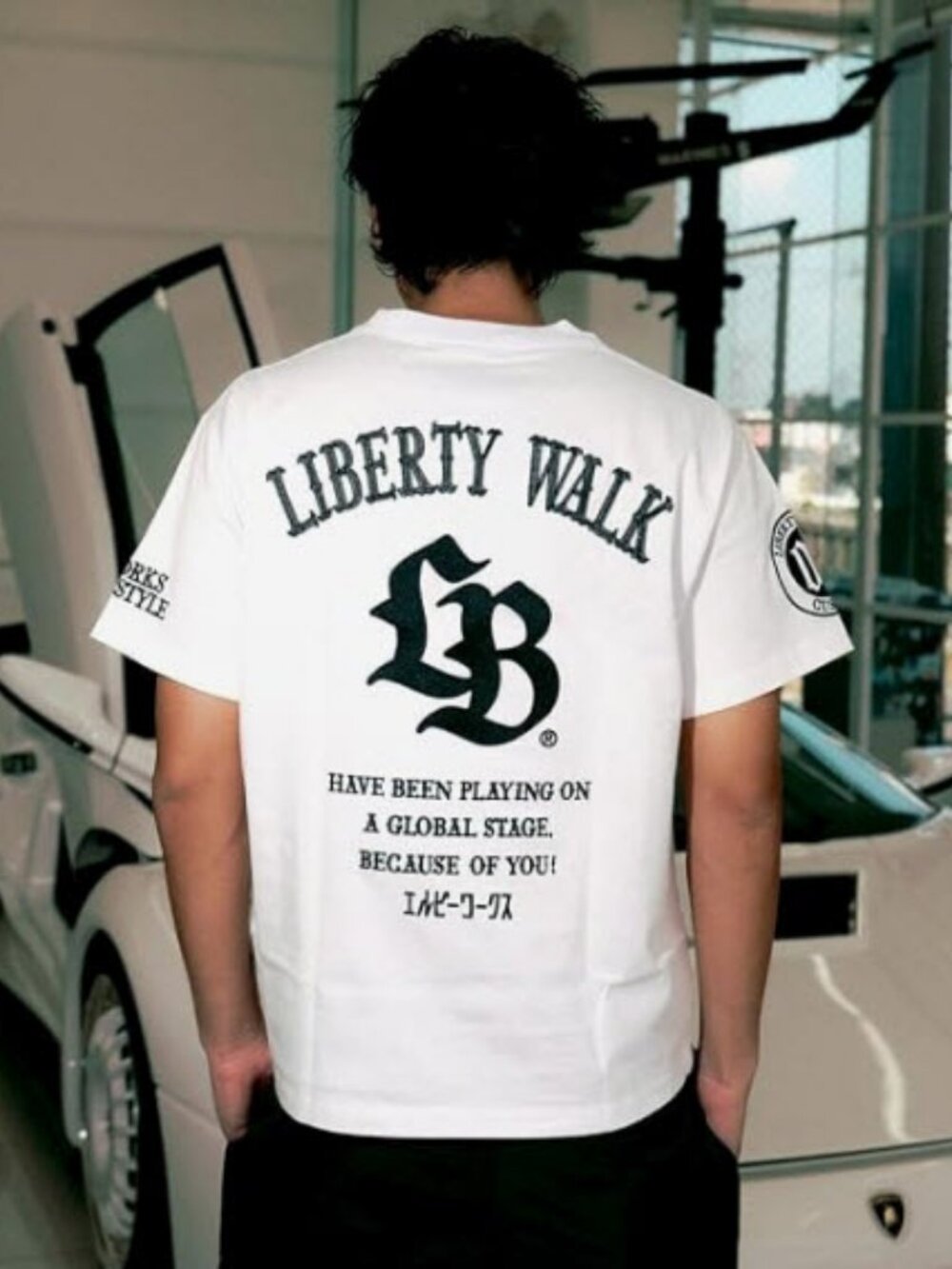 NWT Mens Liberty Walk White Black (Item-61) Works JDM Style Graphic T-Shirt L